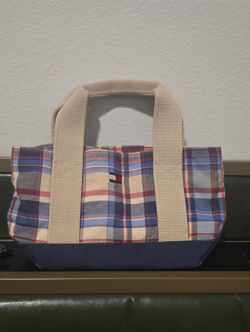 Tommy Hilfiger Plaid Toiletry Tote in Beige, Navy and Red